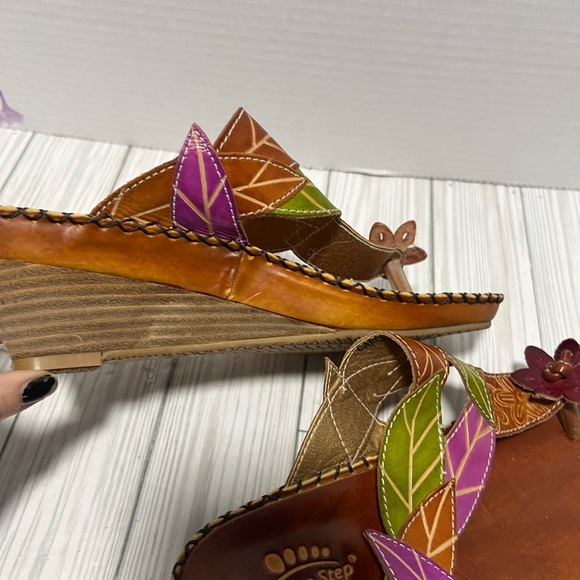 Spring Step L’Artiste sandal size 38 7-7.5 floral wedge - Picture 10 of 10